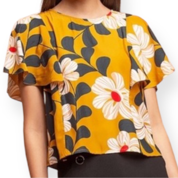 Anthropologie Tops - ANTHROPOLOGIE x EVA FRANCO Ikebana Floral Flutter Sleeve Blouse Size 4 NWT